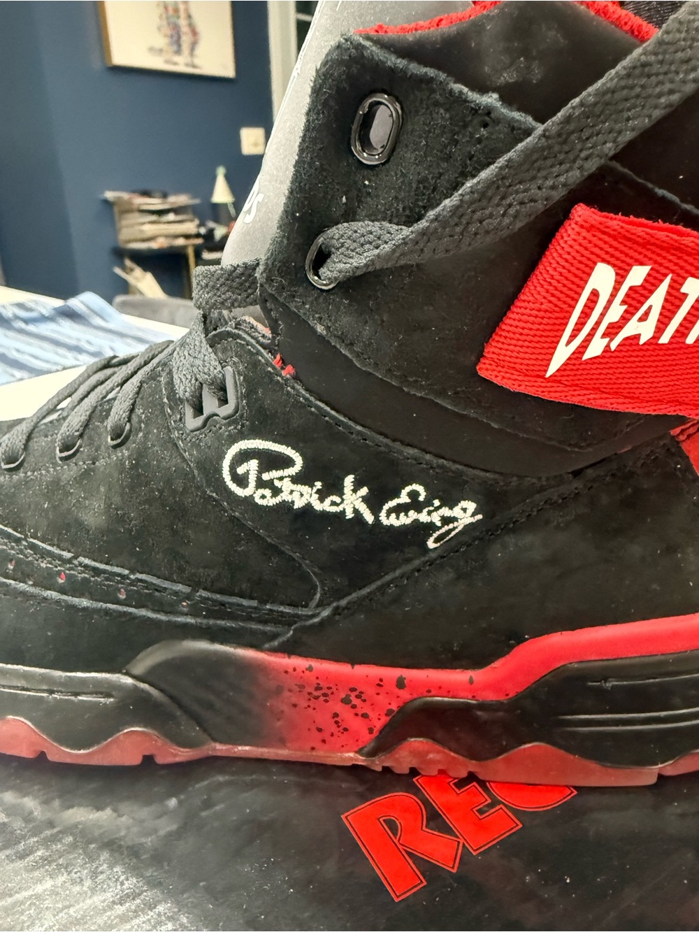 Patrick Ewing Athletics “Death Row”  High-Top Bball Shoes - Red & Black Suede - Picture 8 of 16